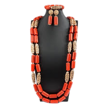 Owambe Glass Coral Beads Set